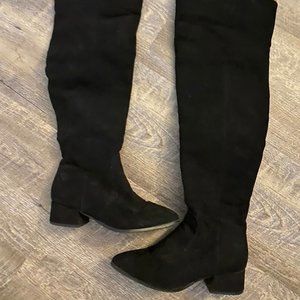 Black over-the-knee boots low heel size 8.5